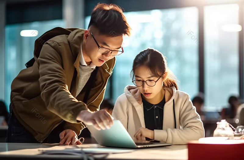 同学在图书馆互相帮助学习探讨摄影背景,高清,摄影图,摄影图片,图片大全,摄影图免费下载